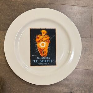 Pottery Barn Vintage Posters “LE SOLEIL” 11 Inch Dinner Plate